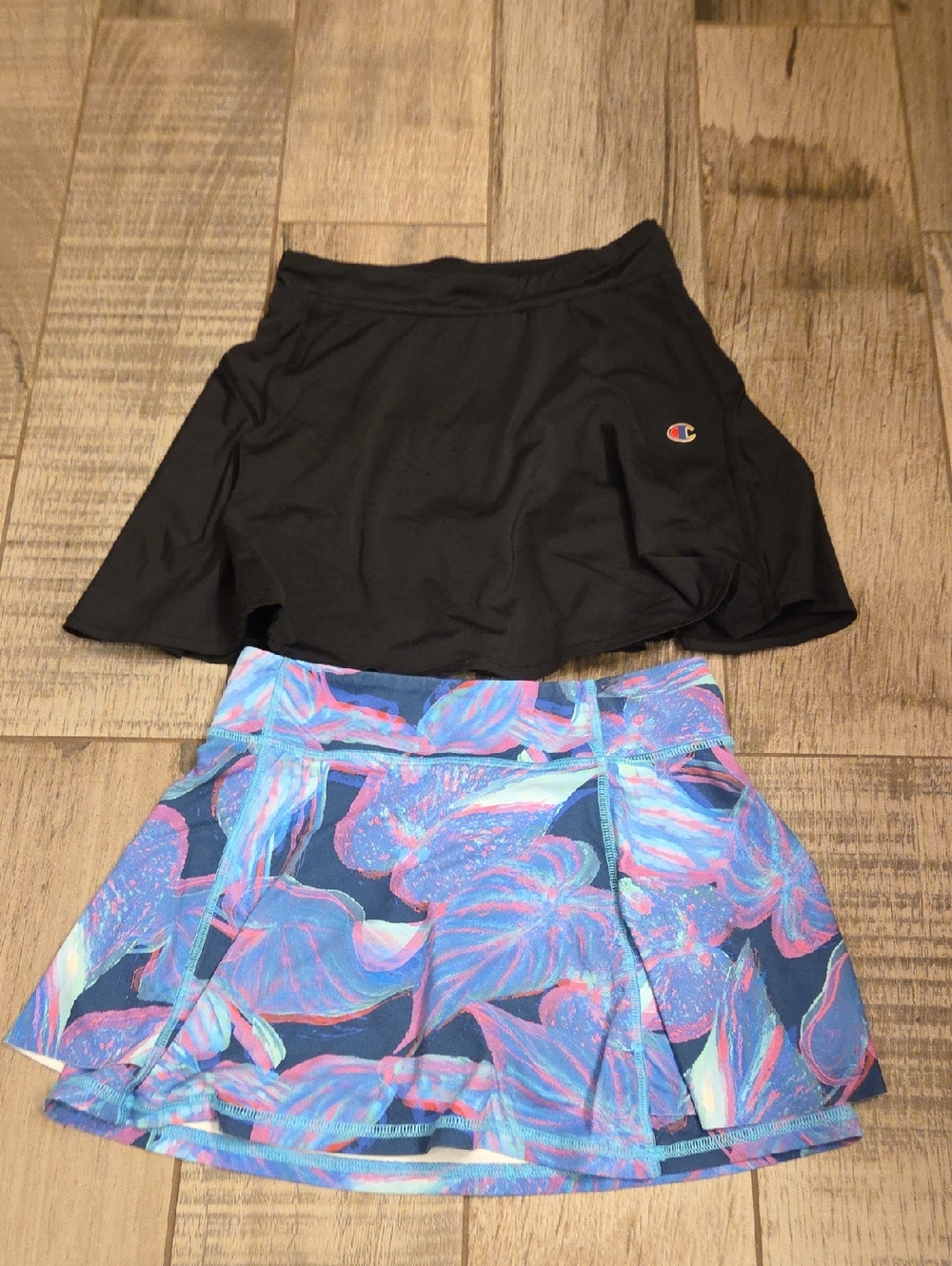 Champion Black Athletic Skort  with All In Motion Blue-Purple Printed  Skirt